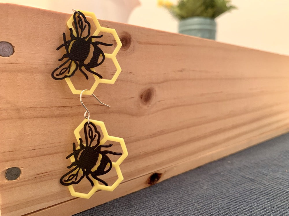 We Bee-long Together 3D Printed Earrings