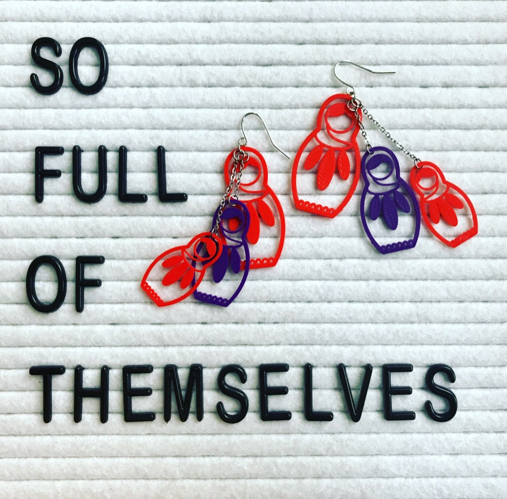 Full of Themselves 3D Printed Earrings