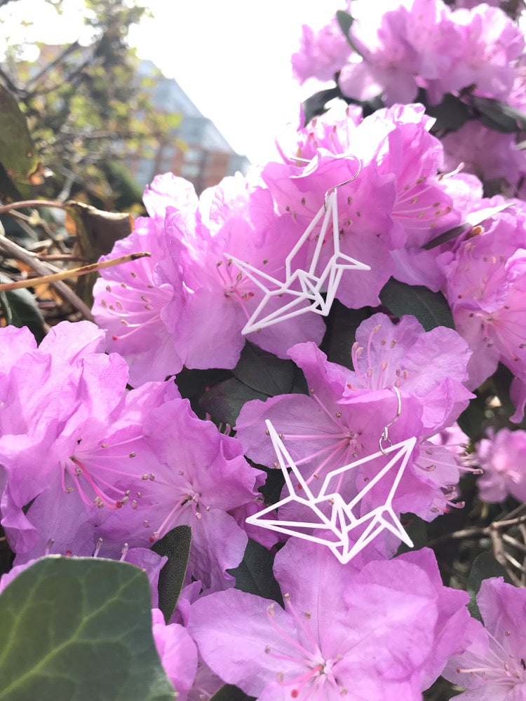 Paper Cranes 3D Printed Earrings