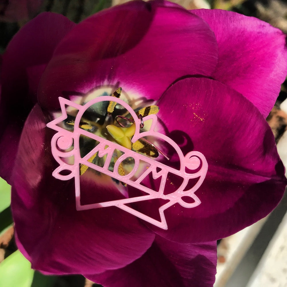 Love Your Mom 3D Printed Earrings