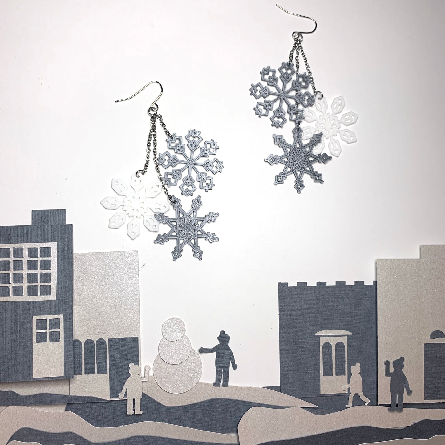 Hoping for a Snow Day 3D Printed Earrings