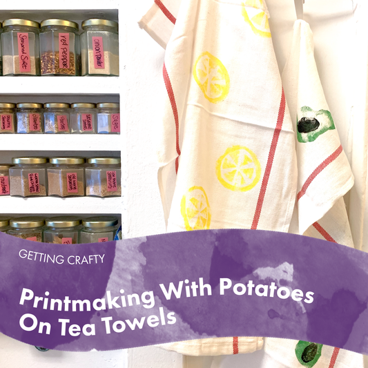 Printmaking with Potatoes on Tea Towels