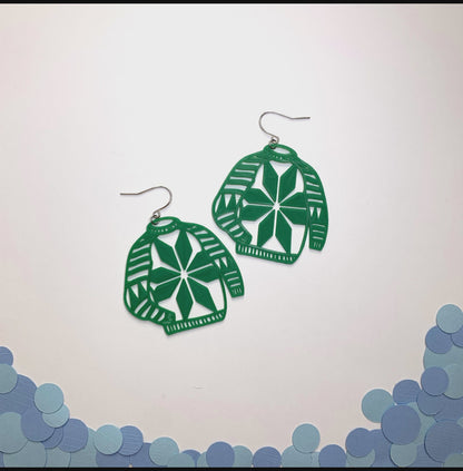 Ugly Sweater 3D Printed Earrings