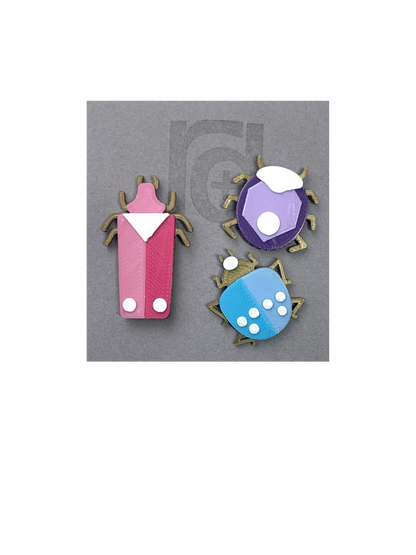 Pins and Beetles 3D Printed Pins
