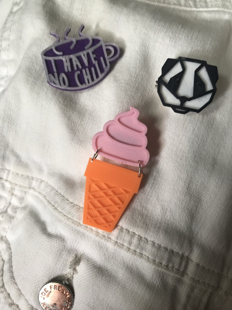 Pandamonium 3D Printed Pin