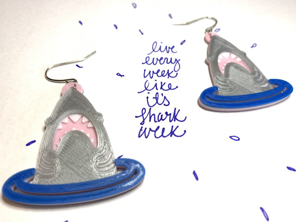 Looking Shark 3D Printed Earrings