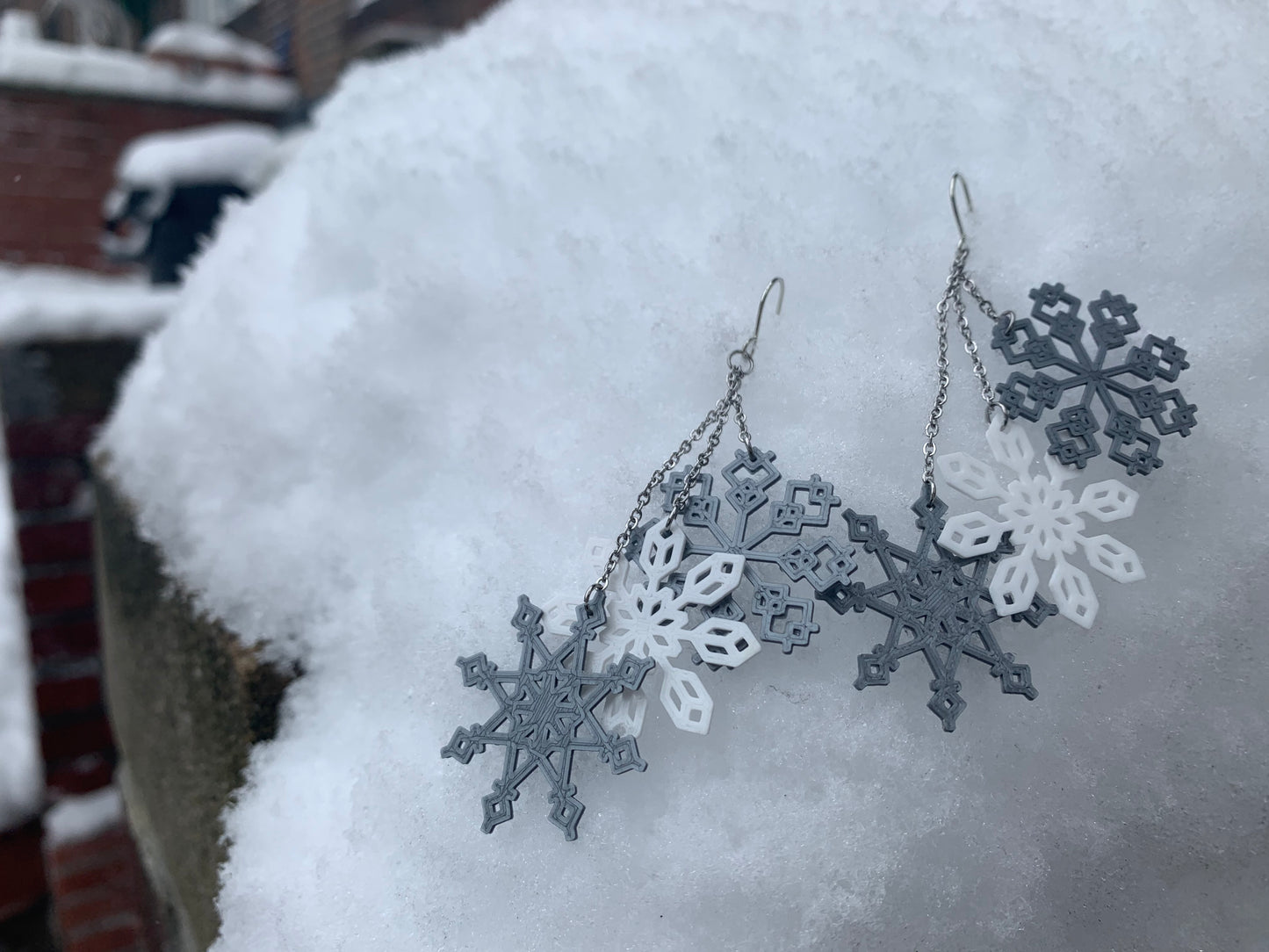 Hoping for a Snow Day 3D Printed Earrings