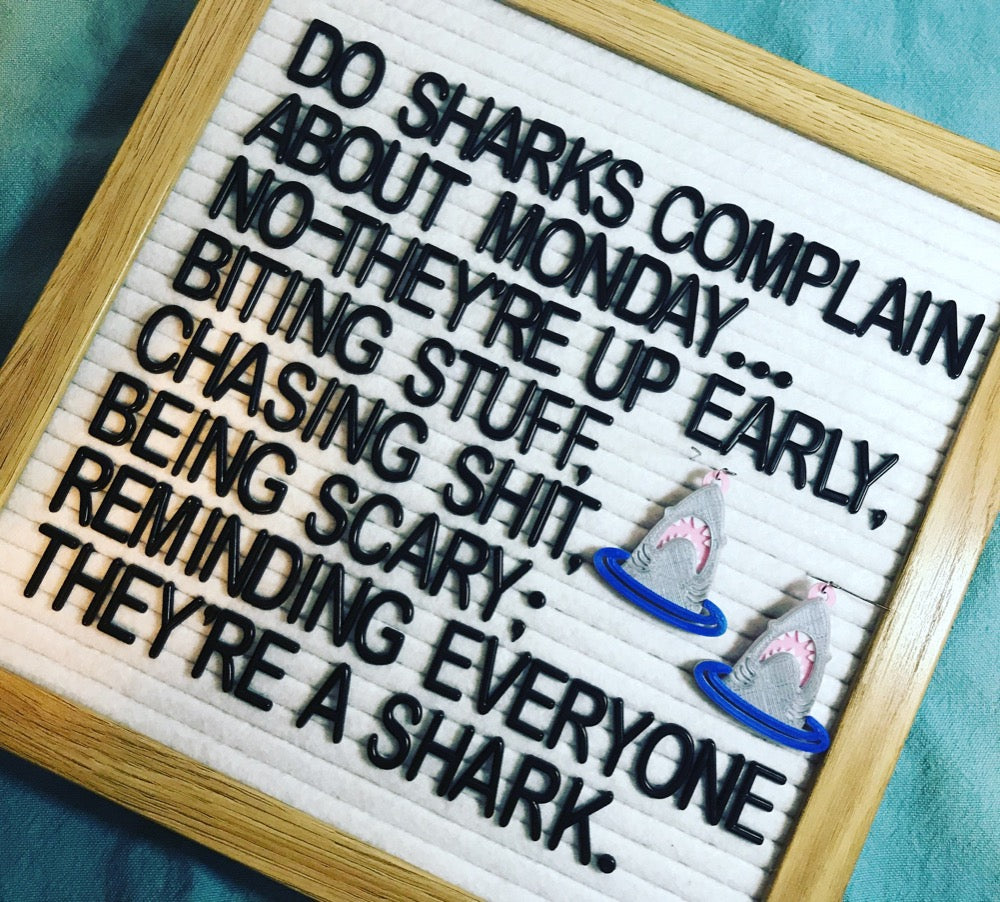 Looking Shark 3D Printed Earrings