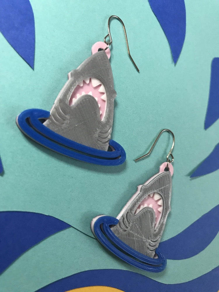 Looking Shark 3D Printed Earrings