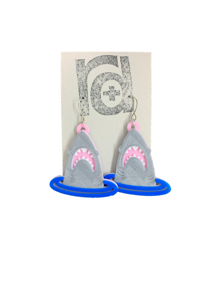 Looking Shark 3D Printed Earrings