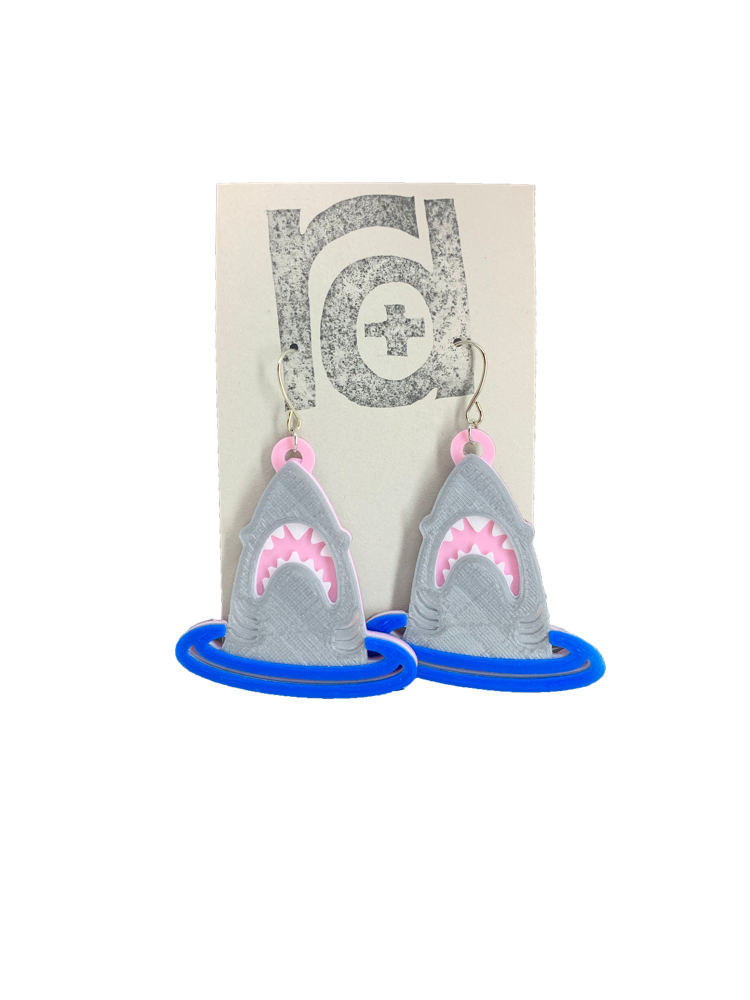 Looking Shark 3D Printed Earrings